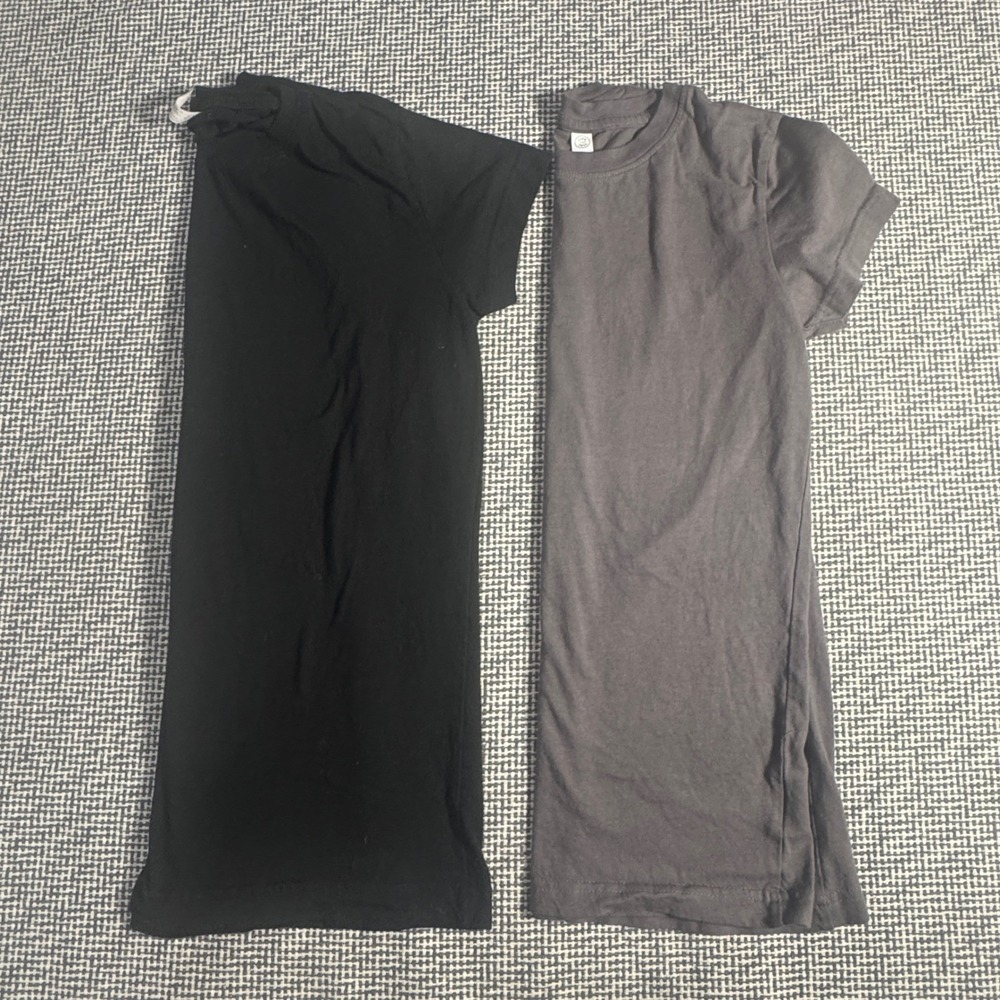 Ladies Fitted Crewneck T-Shirt Bundle 2 Pack Black Charcoal Grey Large